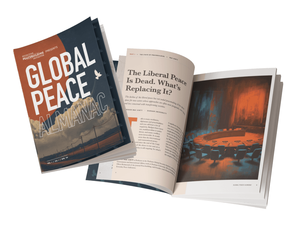 An open copy of the print publication